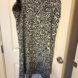 LOFT Black and White Satin Animal Print Skirt